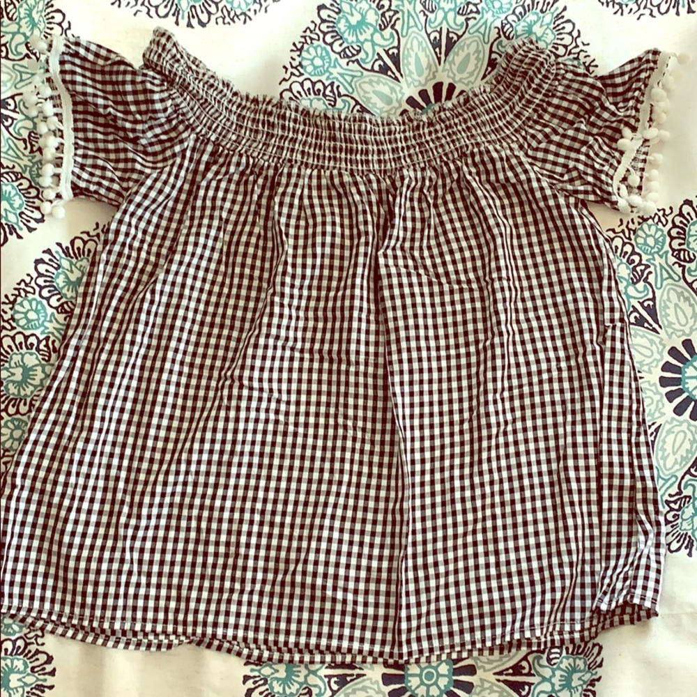 Off the shoulder top with decorative trim